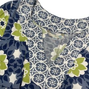 Boden‎ 4 Blue and Green Print Dress 3/4 Sleeve